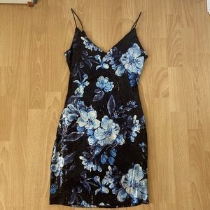 Black and silver sequin dress